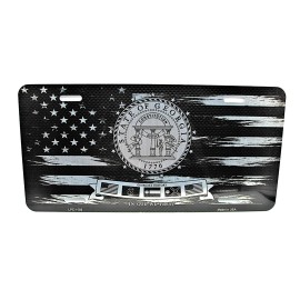 DIGIART INTERNATIONAL GEORGIA STATE SEAL AMERICAN TACTICAL FLAG BRUSHED METAL CAR LICENSE PLATE TAG