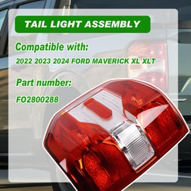 Tail Lights Compatible With 2022 2023 2024 Ford Maverick XL XLT Rear Light Taillights Right Passenger Side Replace FO2801288 Halogen Type