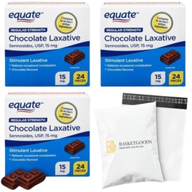 BASKETGOODS Chocolate Laxatives- Senna Laxative Chocolate 24 ct, 15 mg (3 Pack), Set with Basket Goods Store
