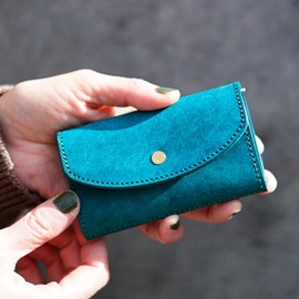 AURAMU MARGOT LUIGI Key Case, Italian, Leather, Coin Purse, Genuine Leather, Women's, Men's, Smart Key Compatible, Wallet, Coin Case, Made in Japan, cobalt