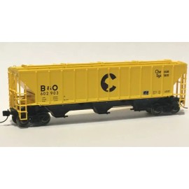 Trainworx N Scale ~ New Chessie B&O ~ 4427 Covered Hopper ~ Metal Wheels 2443002