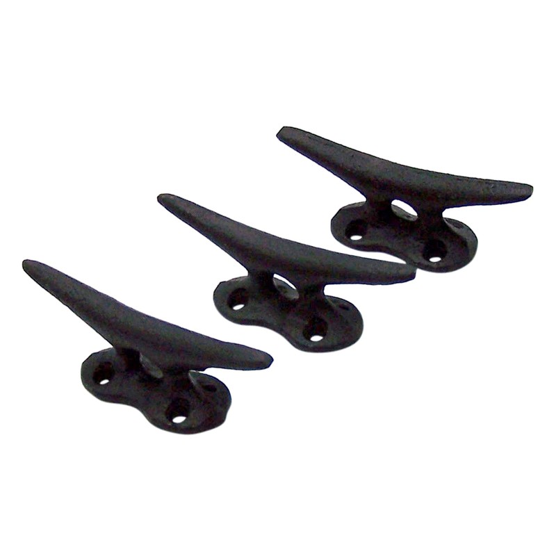 Wowser Nautical Black Cast Iron Boat Cleat Wall Hooks, 3.5