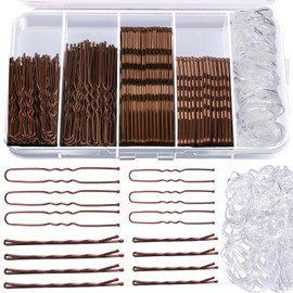 Pack of 300 Hair Pins, Bobby Pins Set, Metal Hair Clips, Women's Hair Accessories, French U-Hair Clips, 2 Inch / 2.36 inch, Hair Pins for 2 Inch / 2.75 inch, Hair Bobbles in a Storage Box (Brown)