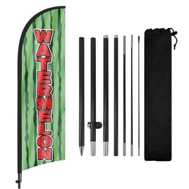 Watermelon Advertising Swooper Flags Banners, Watermelon Feather Flags with Poles and Ground Stake, 8FT Advertising Feather Flags Sign for Watermelon Business