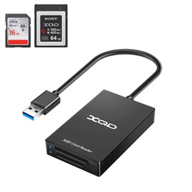 XQD Lector de tarjetas USB 3.0 XQD Lector de tarjetas SD Sony XQD Reader 2 en 1 Lector de tarjetas de memoria 5Gpbs Super Speed para Sony G/M Series, Lexar 2933x/1400x USB Mark XQD, SD/SDHC/SDXC Card