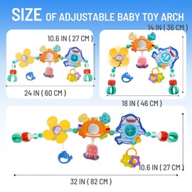 UTOPLIKEY Baby Stroller Arch Toy for Infants 6-12 Months, Car Seat Hanging Attachment with Teether & Sound, Crib Comfort Toy Bar Gift for Birthday, Baby Shower