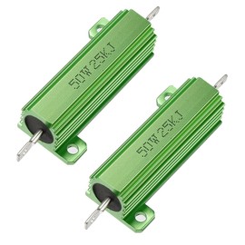 uxcell 50W 25k Ohm 5% Aluminum Housing Resistor Screw Tap Chassis Mounted Aluminum Case Wirewound Resistor Load Resistors Green 2 pcs