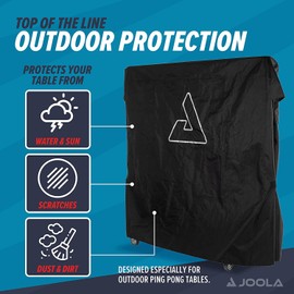 JOOLA Waterproof Ping Pong Table Cover – Heavy-Duty, Outdoor Protection - Table Tennis Cover for Garage, Basement, Indoors or Outside - Fits Large & Small Folding Ping Pong Tables in Upright Position
