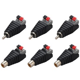 Greluma Pack of 6 RCA to Speaker Cable Adapter, Subwoofer, Speaker, Phono Jack, RCA Male / Female to AV 2 Screw Terminal, Video Audio Spring-Push Type, Balun for CCTV