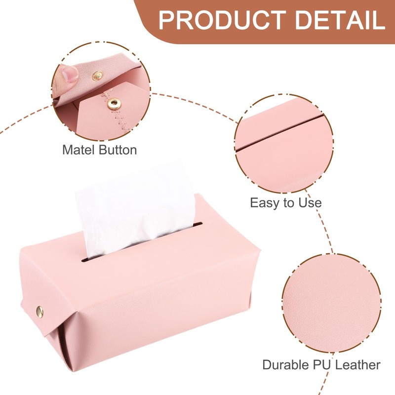 sourcing map Tissue Box Cover with Button Rectangle Tissue Box