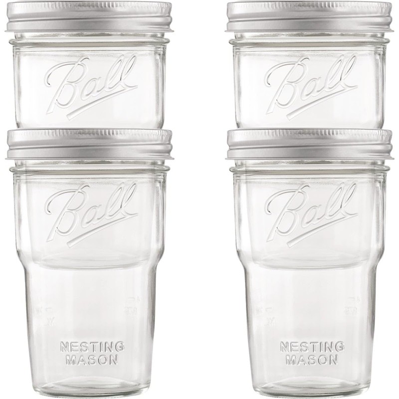 Ball Glass Nesting Mason Jars with Lids & Bands, Wide