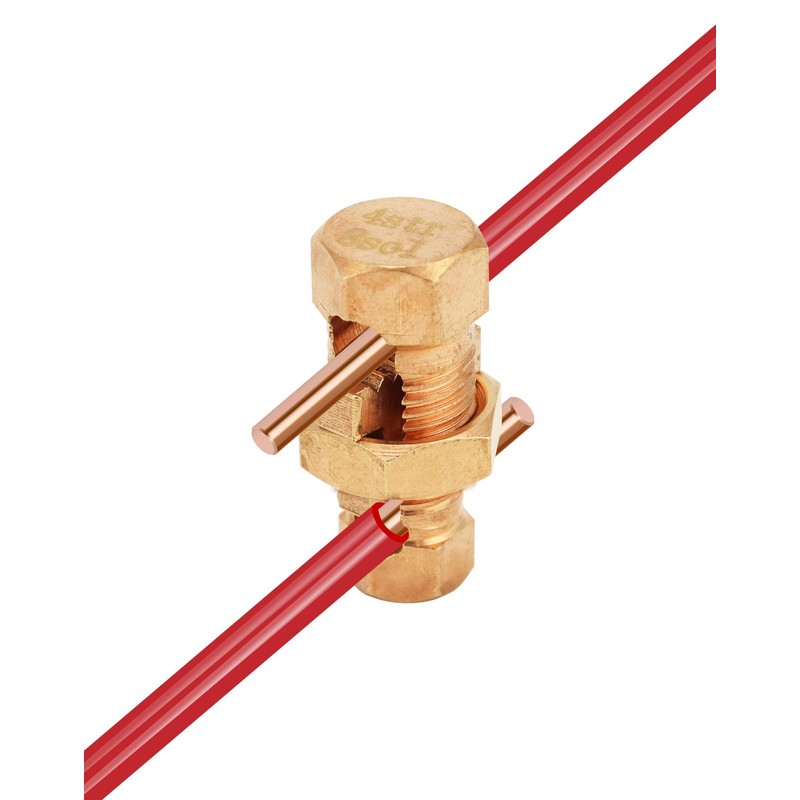 QWORK Grounding Split Bolt, 50 Pieces 4 Gauge 8 Gauge