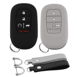 Koaudb Silicone Key Fob Cover Compatible with 2025 2024 2023 2022 Honda 5 Buttons Civic Accord Pilot CR-V HR-V Smart Car Rubber Key Shell Case Protector with Keychain 2 Pack (Hod-5R-BG)