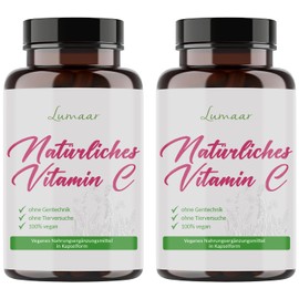 Natürliches Vitamin C Hochdosiert - 2 Gläser 120 Kapseln aus Camu Camufrucht-Extrakt Vegan
