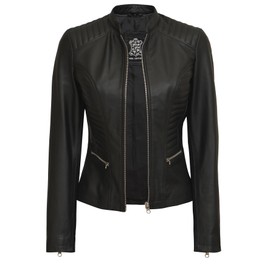 Decrum Black Leather Jacket Women - chaquetas de cuero para mujer | [1310422] N185, S