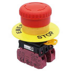 Taiss 22 mm Emergency Stop 2NC Red Mushroom Locking Emergency Stop Pressure Switch 10A 600V YW1B-V4E02R