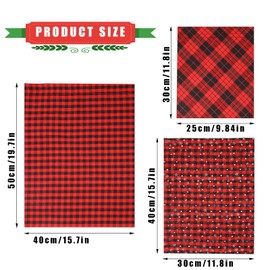 DIYDEC 9Pcs Christmas Drawstring Gift Bags, Reusable Buffalo Plaid Christmas Drawstring Wrapping Bags Small Medium Large Xmas Fabric Sacks Pouches with Kraft Tags for Christmas Party Supplies
