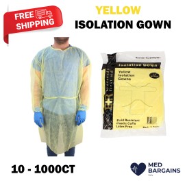 Ever Ready First Aid Disposable Isolation Gown with Elastic Wrists 10-1000 PACK - 100PCS