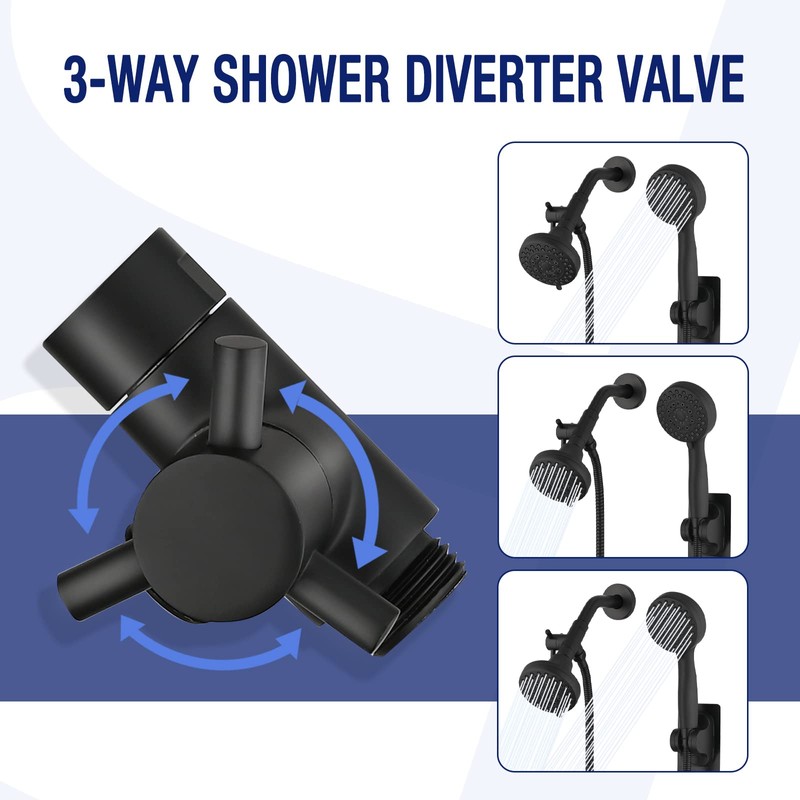 PDPBath Brass 3 Way Shower Arm Diverter Valve for Handheld
