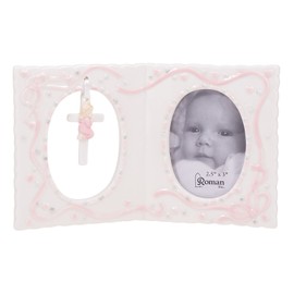 Roman Inc 4" Girl Baby Frame with Cross