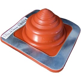 Dektite Metal Roof Pipe Flashing Boots Kit - Comes with Free Screws, Hex Bit Diver, and Pair of Nitrile Coated Gloves (#1, Red Silicone - Square Base)