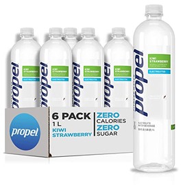 Propel, Kiwi Strawberry, Zero Calorie Sports Drinking Water with Electrolytes and Vitamins C&E, 1 Liter Bottles (6 Pack)