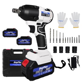 21V Brushless Impact Wrench 1/2 inch, 420N.m Torque Cordless Impact Wrench with 2x 6.0Ah Li-ion Battery & Fast Charger, Variable Speed, Electric Impact Driver Kit with 4 Sockets, 5 Drills and 7 Screws
