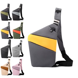 Sling Bag Anti-Thief Crossbody Personal Pocket Bag Lightweight Chest Shoulder Backpack, Christmas Gift for Him (Right Yellow)