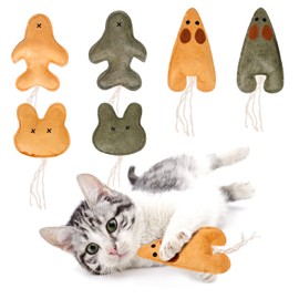 Nobleza Catnip Toys for Indoor Cats, 6 Pack Cute Teething Chew Kitten Toys, Interactive Plush Bite Resistant Cat Toys with Crinkle Paper and Natural Catnip, Fish Mouse Kitty Shapes Toy for Bored Cats