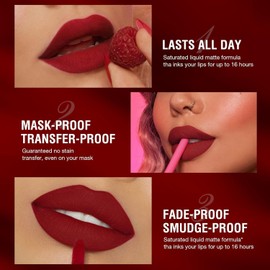 6 Colores Labiales Líquidos Mate Larga Duración Pintalabios Lipstick Impermeable Kit de Maquillaje para Mujeres San Valentín Cumpleaños