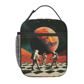 ainori - Lonchera de astronauta reutilizable para niños y mujeres, adultos, bolsa de almuerzo cósmica, espacio lunar, bolsa de poliéster para la escuela, picnic, trabajo, viajes, playa o senderismo