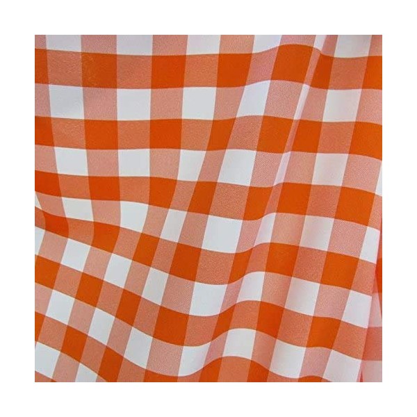 1" Checkered Gingham PolyPoplin Fabric by The Yard - 60