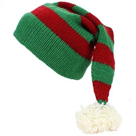 Wool Knit Elf Hat Fleece Lined Christmas Beanie