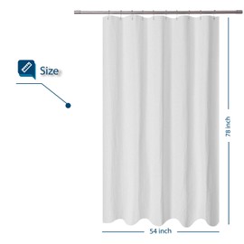 Long Stall Shower Curtain 54 x 78 inch, Fabric, Waffle Weave, Hotel Luxury Spa, 230 GSM Heavy Duty, Water Repellent, Machine Washable, Spa, White Pique Pattern Decorative Bathroom Curtain