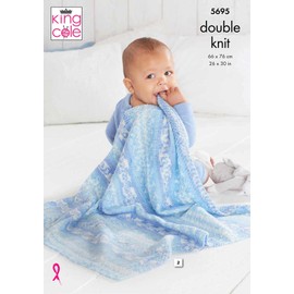 King Cole 5695 Knitting Pattern Baby Blankets in Fjord DK