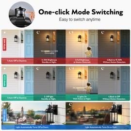 VIANIS Motion Sensor Porch Lights Outdoor, Modern Black Exterior Lighting Fixtures Wall Mount for House, 100% Aluminum Anti-Rust Waterproof Outdoor Sconce Lights for Garage Entryway with Ripple Glass