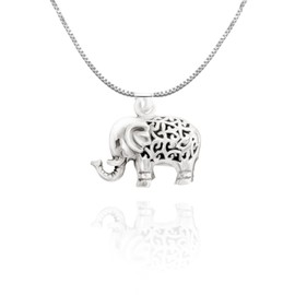 URBAN SHe° Sterling Silver 3D Lucky Elephant Necklace Pendant Spiritual Jewellery