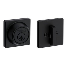 Weiser Elements Matte Black Square Deadbolt Lock, ANSI/BHMA Grade 3 Certified Front Door Lock, Kick Proof, Bump Proof & Anti-theft Exterior Door Lock with Key, Traditional Door Locks for Entry Door