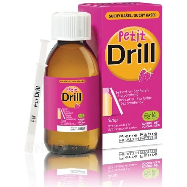 Pierre Fabre Petit Drill Syrup For Dry Cough for Babies & Kids 6m-6Y Strawberry Flavor 125ml