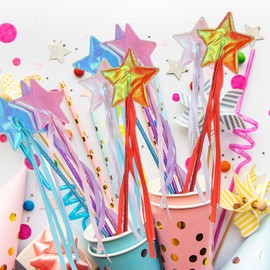 ASTER 10Pcs Glitter Fairy Wands for Girls Princess,14In Handhold Star Magic Wands Fairy Magic Star Wand Costume Wands for Grils Birthday Party Supplies
