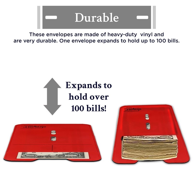 UBICON 10 sobres reutilizables para depósito de moneda y dinero,