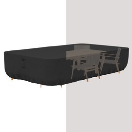 Tuyeho Patio Furniture Set Cover 124 x 84 x 28 inch, Durable Heavy Duty Oxford Fabric Outdoor Dining Set Cover, Waterproof & Weather Resistant, for Your Outdoor Rectangular Table and Chairs (Black)