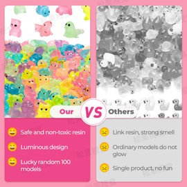 100 pcs Blind Box Luminous mini Resin Animals, Miniature Little Small Animal Figurescan Hide, Suitable for Wonderland Decorated Blind Box，Decoration Fairy Garden Accessories(Natural Color)