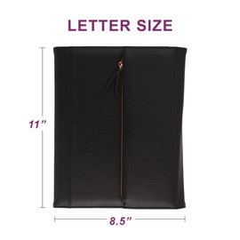 Samsill Professional Faux-Leather Padfolio for Women with Magnetic Flap Closure, Pen Loop and Side-Loading Notepad, Black