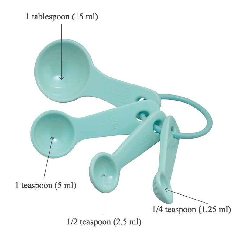 UPware 4-Piece Multi-Purpose Liquid and Dry Melamine Measuring Spoons Set,