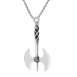 AeraVida Modern Viking Battle Axe Sterling Silver Pendant Necklace | Classic Sterling Silver Necklace for Women | Vintage Long Necklaces for Women | Necklace Women Jewelry