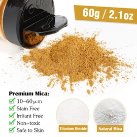 Mica Powder Golden, Wtrcsv 2.1oz/60g Epoxy Resin Pigment Natural Soap Colouring Powder Dye for Epoxy Resin, Soap Making, Slime, Bath Bombs, Makeup, Nail Art etc.