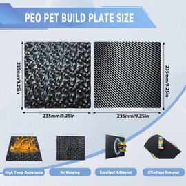 PAASTAI Double Sided 3D Printer Build Plate for Creality K1/K1C, Ender-3 S1/S1 Pro/V3 KE, Ender-5 S1,Smooth PEO+Carbon Fiber Texture PET Spring Steel Sheet Plate,Durable and Easy Release(235 * 235mm)
