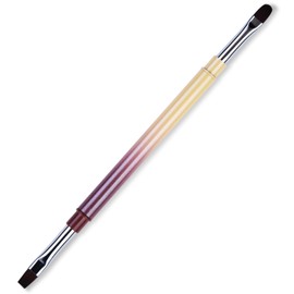 Ycyan 1Pcs Dual-ended Oval & Flat UV Gel Nail Brush Copper Handle Nail Art Design Brushes Professional Nail Art Tools Multicolor