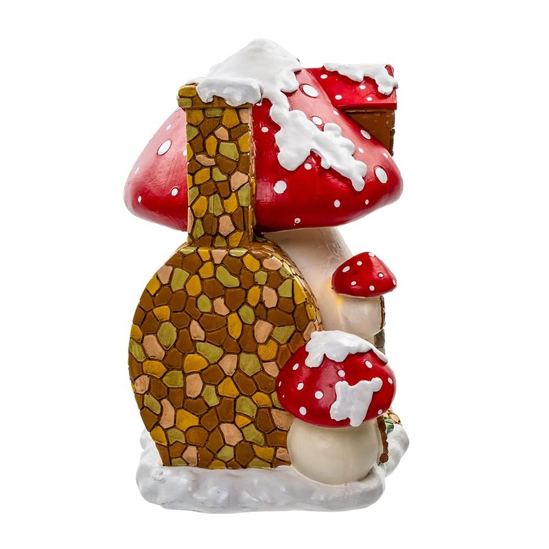 Kurt Adler 8.5-inch Merry Little Mushrooms Cottage Tabletop